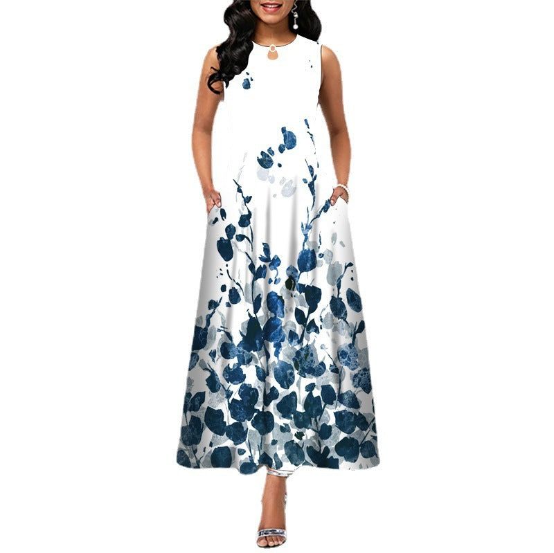 Black and White Color Block Floral Print Maxi Dress Beauty hair & fashionfj