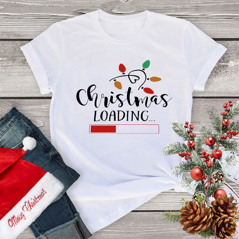 Women's Clothing Fashion Christmas Holiday Party T-shirt Loose Merry Christmas Casual Beauty hair & fashionfj