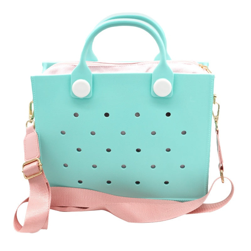 Waterproof EVA Handbag Punching Women's Tote Bags With Shoulder Strap For Women Hand Tote Bag Beach Bag Beauty hair & fashionfj