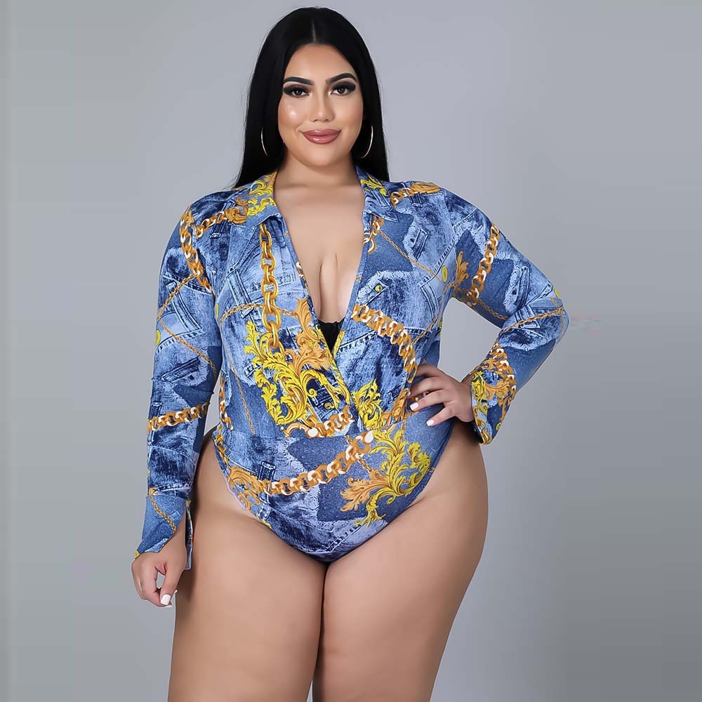 Plus Size Women's Autumn New Fashion V-neck Printed Shirt Trousers Suit Beauty hair & fashionfj