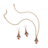 Fashion Simple Oil Dripping Christmas Tree Earrings Necklace Set Women Beauty hair & fashionfj