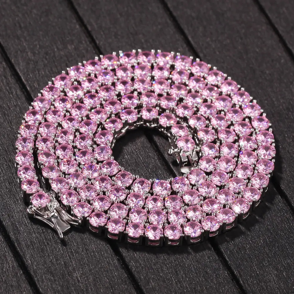Women's Hip Hop Colorful Zircon Pendant Tennis Chain Beauty hair & fashionfj