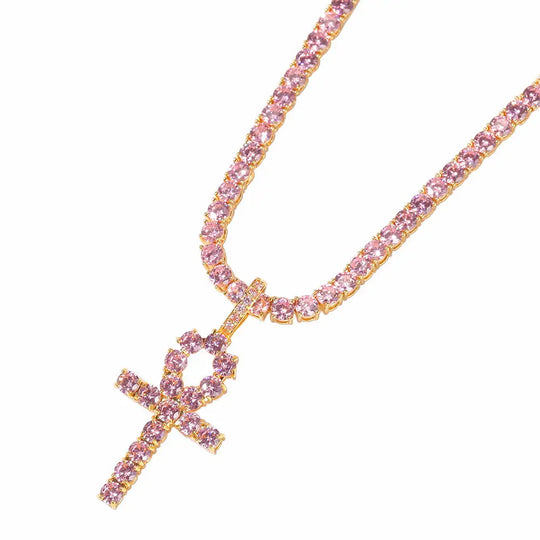 Women's Hip Hop Colorful Zircon Pendant Tennis Chain Beauty hair & fashionfj