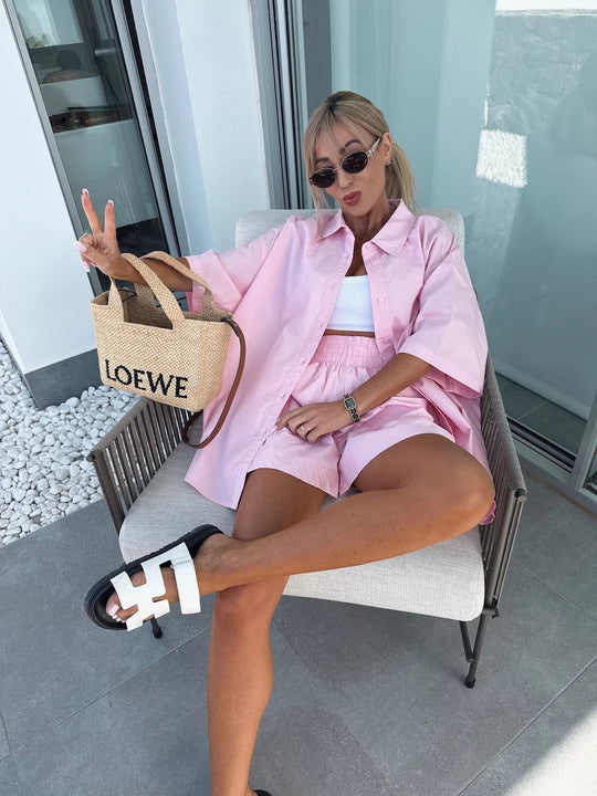 Shirt Elastic Sports Shorts Two-piece Set Beauty hair & fashionfj