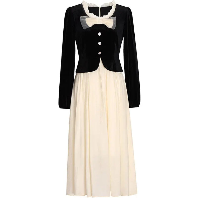 Velvet Fake Two-piece Dress Beauty hair & fashionfj