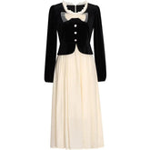 Velvet Fake Two-piece Dress Beauty hair & fashionfj