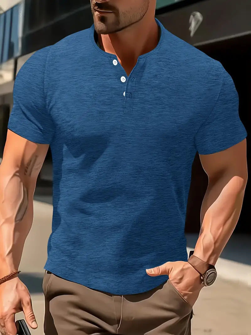 Men's Solid Color Casual Fashion Short Sleeved Shirt Beauty hair & fashionfj