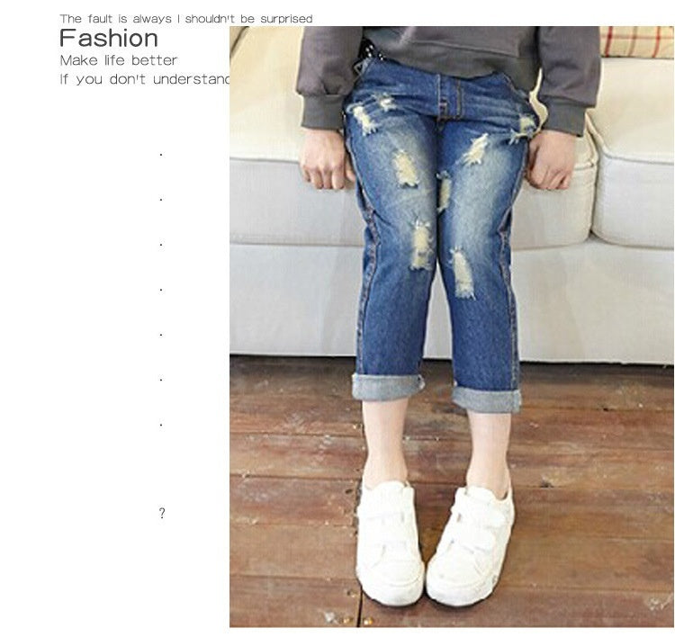 Children Children's Casual Loose Hole Jeans Beauty hair & fashionfj