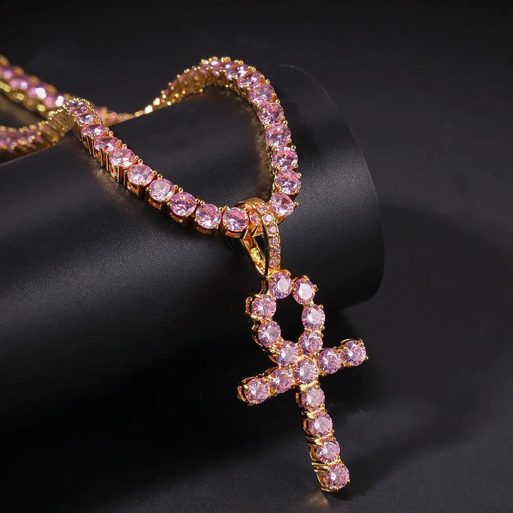 Women's Hip Hop Colorful Zircon Pendant Tennis Chain Beauty hair & fashionfj