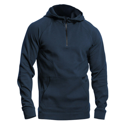 Cross-border Ebay New Long Sleeve Sweater Leisure Pullover Hooded Half Zipper Block Brushed Hoody Men Beauty hair & fashionfj